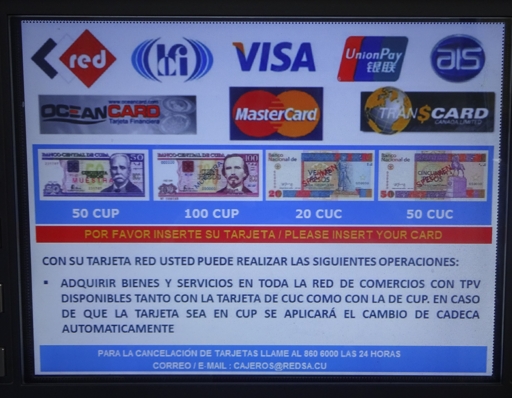Anzeige an kubanischen Bankautomaten